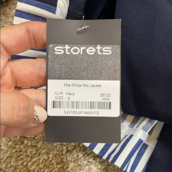 Storets Navy Mia Stripe Mix Jacket - Picture 3 of 9